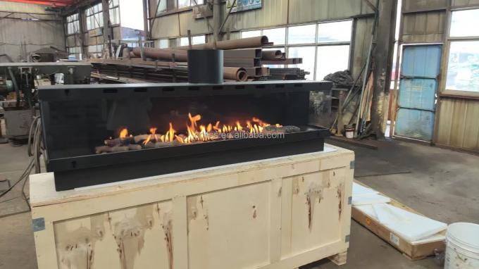 Europese zwarte mat koolstofstaal Driezijdige gaskachel Propaangas Natuurgaskachels 4