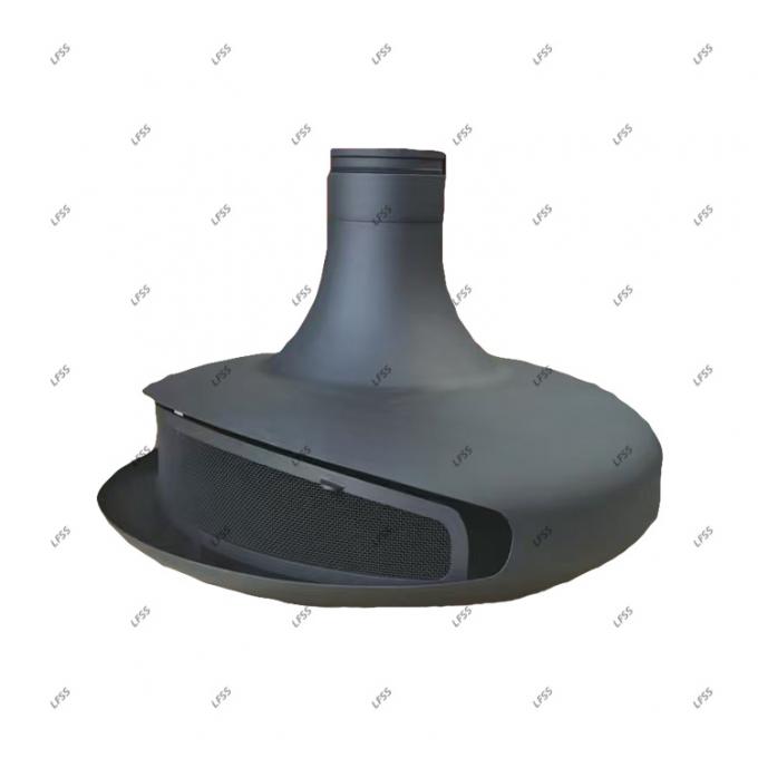 Hangende houten zwarte open haard brandende dakkamin binnen staal op maat 22