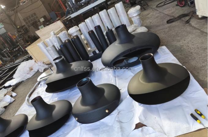 High Style Luxe Glass Art Rotating Fireplace Meubels Carbon High Grade Black Modern Steel Ronde meubels 5