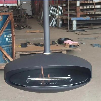 Bioethanol fireplace Modern Black Roof Mounted Cocoon Hanging Suspended Ethanol Fireplace