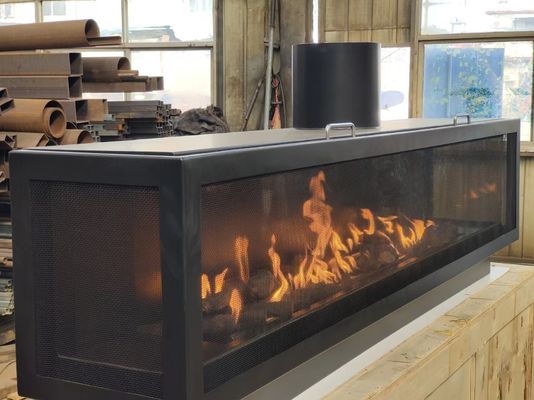 Gas Fireplaces European Black Matte Carbon Propane Steel Three-sided Gas Natural