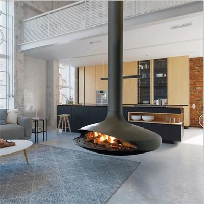 suspended stove wood  indoor hanging fireplace carbon fireplace contemporary  steel burning stove for hotels hanging