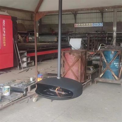 Bioethanol fireplace Modern Black Roof Mounted Cocoon Hanging Suspended Ethanol Fireplace