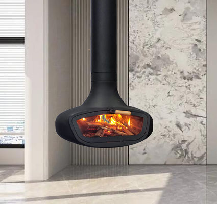 hout hedendaagse hangende open haard koolstof open haarden stove met stove voor hotels hangende binnenvuurhangende kachel